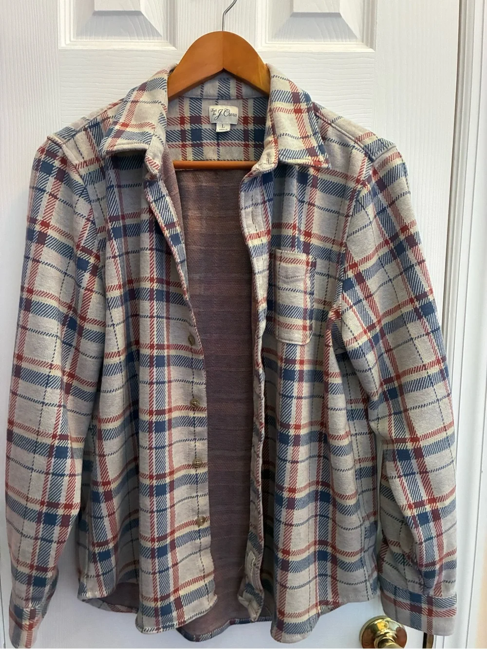 J. Crew Men’s Seaboard Double Knit Flannel Plaid Shirt Jacket in size Large